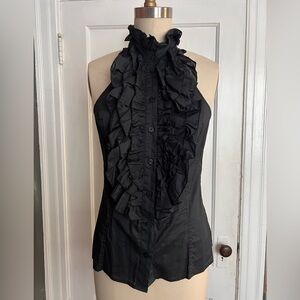 Roberto Cavalli x H&M Sexy Tuxedo Ruffle Shirt Blouse w Bowtie & hanger